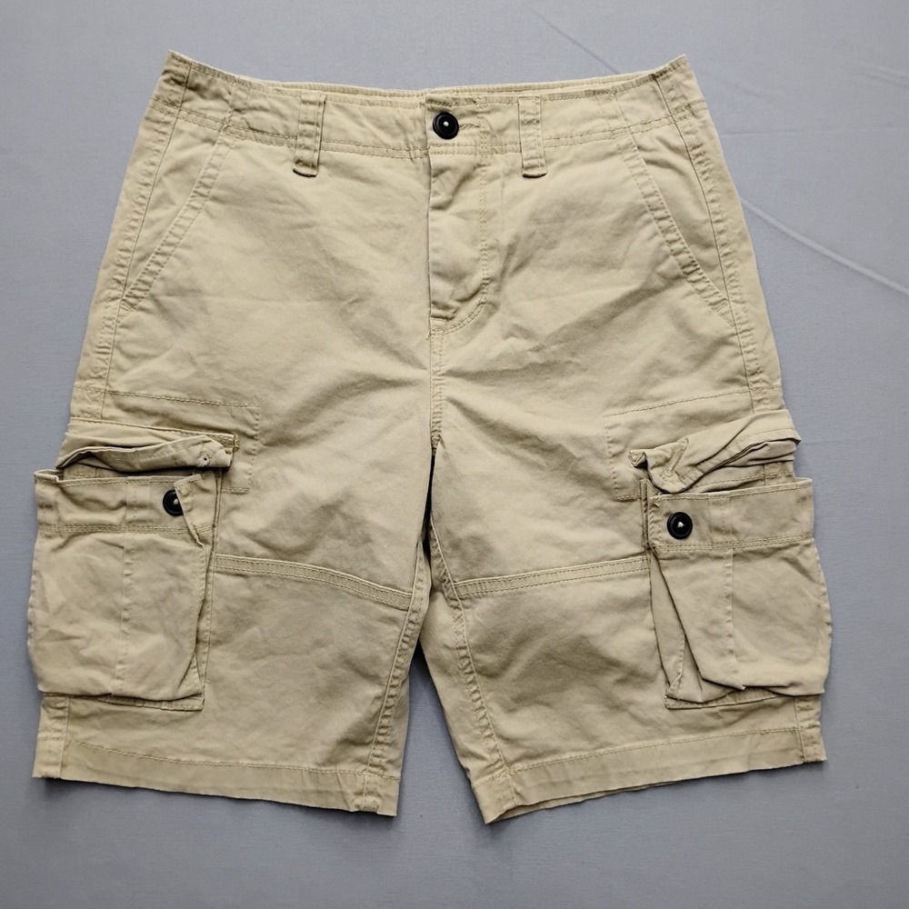 Aeropostale Mens Khaki Cargo Shorts Size 29 Tan Cotton Blend 4108